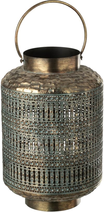 J-Line lantaarn Antiek Cilinder - ijzer - brons - small