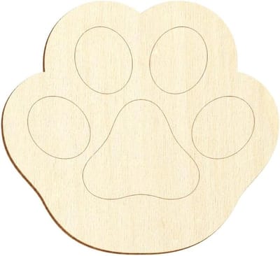 Houten Hondenpoot - Decoratie Knutselen - Creatief Bezig Zijn - Gelaserd met Bruine Rand - 25 Stuks - Houtkleur
