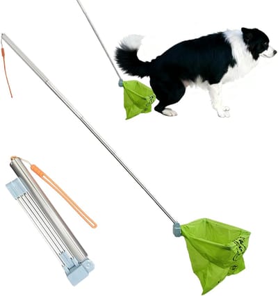KZQ Opvouwbare Hondenpoepgrijper, aluminium hondenpoep schep, opruimhulp zonder bukken, schep voor hondenpoep, geschikt voor kleine en grote honden