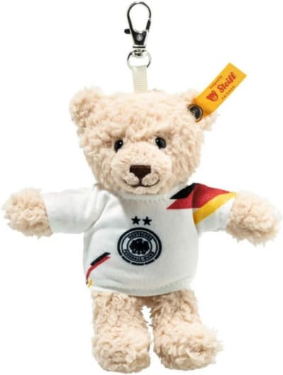 Steiff teddybeer Mila DFB pluche hanger 12 cm beige voetbal.