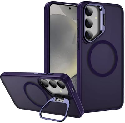 Hoesje Geschikt voor Samsung Galaxy S24 FE - Compatibel met MagSafe & Qi2 - Back Cover met Standaard - Camera Kickstand - Paars