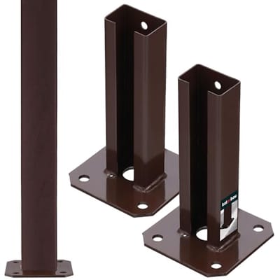 KOTARBAU® 2 Stuks Paalhouder, Poedergecoat Staal, Paalvoet, 60 x 40 mm, om te Schroeven, Bruin, Paalsteun, Weerbestendig