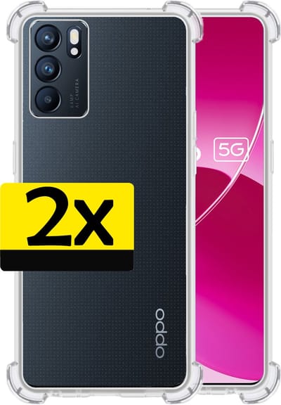 Hoesje - 2 Stuks - Geschikt voor OPPO Reno 6 - Sterk & Shockproof - Siliconen Case - Back Cover - Telefoon Hoes Shock Proof - Telefoonhoesjes - Transparant
