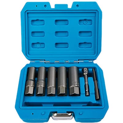 Ensemble d'extracteurs d'écrous de boulons 11 pièces, ensemble de démontage d'écrous dénudés, ensemble de douilles pour extracteur d'écrous de roue cassés 7 Pcs bleu