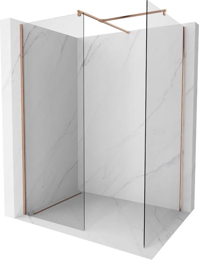 Mexen Kioto douchewand Walk-in 70 x 70 , transparant, geborsteld koper - 800-070-202-65-00-070