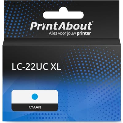 PrintAbout huismerk Inktcartridge LC-22UC XL Cyaan Hoge capaciteit Geschikt voor Brother