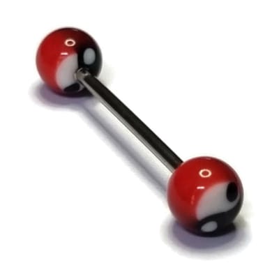 Aramat Jewels | Tongpiercings | Stalen tongpiercing met acryl balletjes ying yang | | | |6mm | Staal | Volwassenen | Verkleurd niet