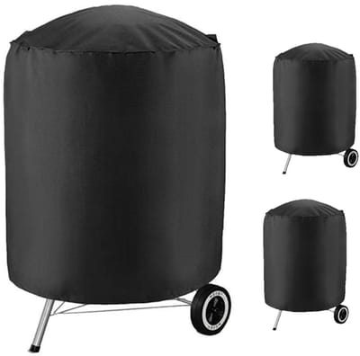 Bbq hoes rond-barbecue hoes-bbq hoes waterdicht-2 artikelen Waterdichte BBQ-hoes - Ronde BBQ-hoes voor buiten, verticale rookovenhoes - Oxford doek, UV-beschermende BBQ-hoes met winddichte zijbanden - Zwart - 70 x 70 cm