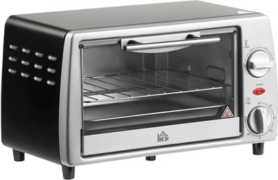 HOMCOM-Minibackofen-Metall, Gehärtetes Glas-36,5L x 26B x 22H cm-Silber