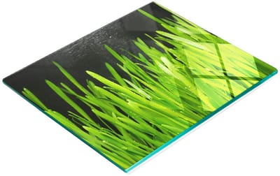 Multifunctionele decoratieve keukenplank van gehard glas met grasmotief, 60x52 cm