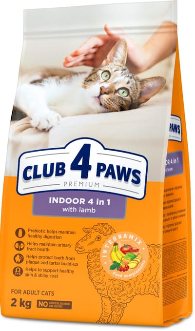 Club 4 Paws premium droogvoer met lam - indoor 4 in 1 adult cats 2 kg