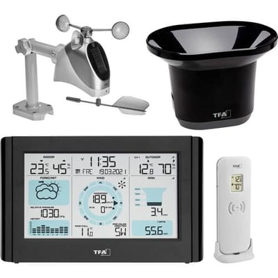 TFA Dostmann WEATHER PRO 35.1161.01 Draadloos weerstation Verwachting voor 12 tot 24 uur Aantal sensoren max.: 3