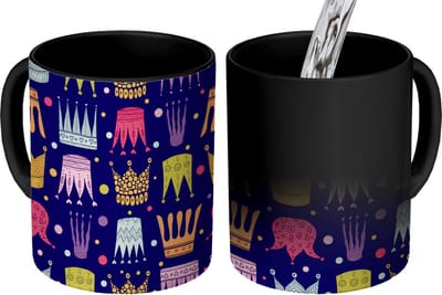 Magische Mok - Foto op Warmte Mokken - Koffiemok - Patronen - Kroon - Kleuren - Jongens - Kinderen - Kids - Magic Mok - Beker - 350 ML - Theemok