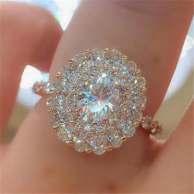 100% echt 14k roségouden ring, natuurlijke oorsprong, 3 karaat rozenkwarts edelsteen, trouwsieraden, onzichtbare zetting, gele topaasringen 9 rosé gouden kleur