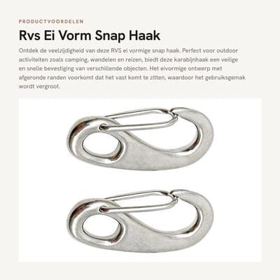 Dailygoods- Snaphaak Eivormig Ontwerp - Karabijnhaak RVS - Musketonhaak Sleutelhanger - Karabijnhaak met Klikdeur - 30mm/100mm - Voor Outdoor Activiteiten