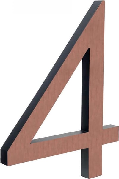 Koper huisnummer nr. 4 - Hoogte: 15 cm - Huisnummer Koper - Brons huisnummer - Huisnummer Brons - Aluminium huisnummer