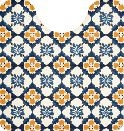 WC mat met uitsparing 55x60 cm - Antislip - Klassiek - Geometrisch - Blauw - Toiletmat met uitsnijding - Vloermat - Douchemat - Toilet tapijt - Toiletmatten