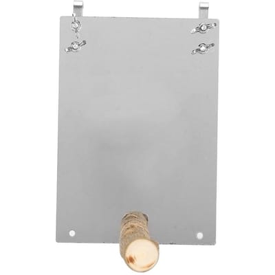 Miroir pour perroquets de taille moyenne et petite en acier inoxydable, avec tige sur pied en bois, accessoire de cage à oiseaux white
