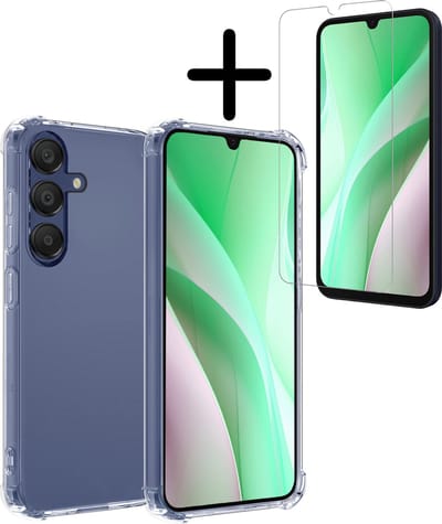 Hoesje Met Screenprotector - Geschikt voor Samsung Galaxy A15 - Sterk & Shockproof - Siliconen Case - Back Cover - Telefoon Hoes - Shock Proof - Transparant