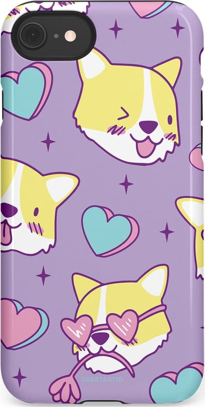 Casetastic Hoesje Geschikt voor Apple iPhone 7/8/SE - Stijlvolle Beschermende Duo-layer Case - Liefde is een Corgi