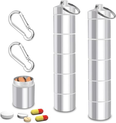 Pillendoosjes met 5 vakken voor medicijnen en vitaminen - Handige sleutelhanger met karabijnhaken in pompoenvorm
