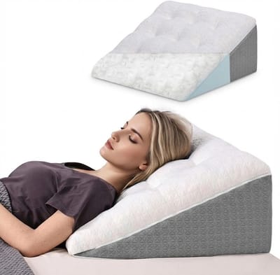 SNJY® Leeskussen Voor in Bed - Bookseat - Boekkussen Slaapkamer - 55 x 55 x 25 cm - Wit/Grijs