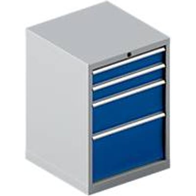Schäfer Shop Select  ladekast 27-27, 4 laden, tot 75 kg, B 564 x D 572 x H 800 mm, gentiaanblauw/blank aluminium