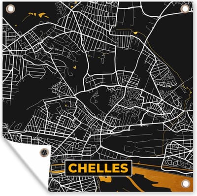 Tuin poster Kaart – Stadskaart – Chelles - Plattegrond – Frankrijk - 200x200 cm - Tuindoek