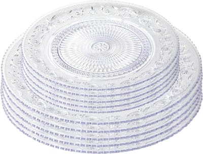 Plasticforte Onbreekbare servies borden - 10x stuks - kunststof - kristal stijl - transparant - in 2 formaten - camping/verjaardag