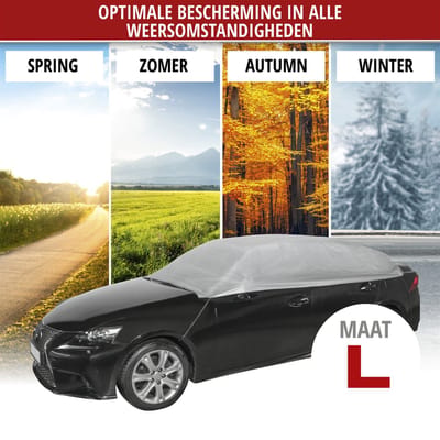 Walser Autoafdekking AllWeather halfgarage maat L lichtgrijs - waterdichte halfgarage - stofdicht met UV-bescherming - verstevigde gordelsluiting