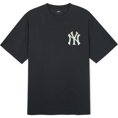 T-shirt Unisexe Noir à Manches Courtes et Col Rond Coupe Ample avec Impression Logo Graffiti New York Yankees MLB 3ATSX0543-50BKS L white