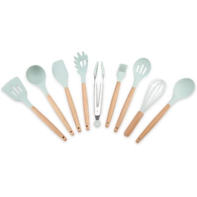 9PCS/Set Siliconen Kookgerei Keukengerei Blauw Keukengereedschap (Opslagbucket niet inbegrepen) white