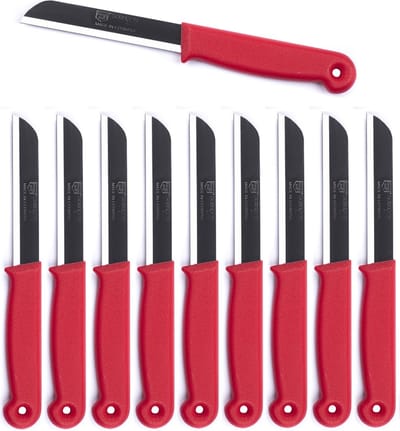Solingen Schilmesje Duits - Rood - RVS 18,5 cm. met beschermhoes - 10 stuks