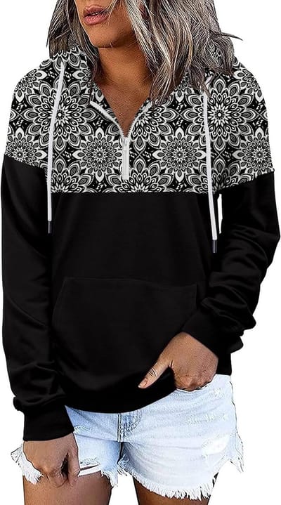 Dames Hoodie met Kangoeroezakken en Lange Mouwen