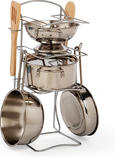 BigJigs kookpot rek - kleurrijk speelgoed keukenset voor kinderen.