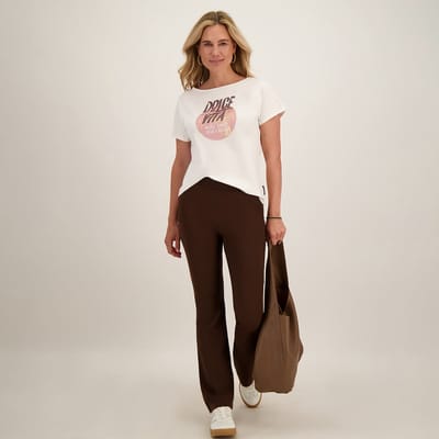 Je m'appelle Travelstof At Work Broek Flared fit Met stretch - Bruin - Maat XS