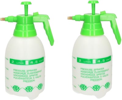 2x Drukspuit/plantensproeier 2 L - Waterverstuiver - Tuinieren - Bewateren/plantenbesproeiing - Onkruidbestrijding - Moestuin/groentetuin/kruidentuin verzorging