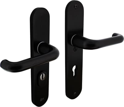 Intersteel Veiligheidsbeslag SKG*** kruk/kruk profielcilinder 72 mm met kerntrekbeveiliging aluminium zwart
