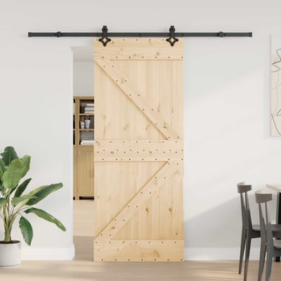 vidaXL - Schuifdeur - NARVIK - Naturel - en - Zwart - 85 - x - 210 - cm - (213,5 - cm)