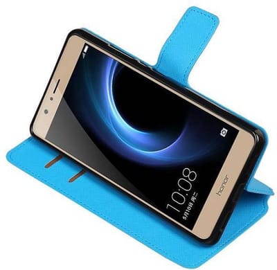 Cross Pattern TPU Bookstyle Wallet Case Hoesjes Geschikt voor Huawei Honor V8 Blauw
