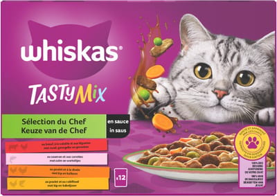 4x Whiskas Tasty Mix Adult Keuze van de Chef in Saus Multipack 12 x 85 gr