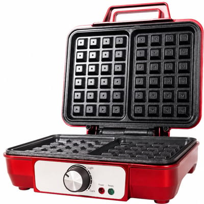 DnA® Wafelijzer Met Verwisselbare Platen - Wafelijzer Tefal - Wafelijzer Hartvorm - Rood - 25cm x 25cm x 10cm