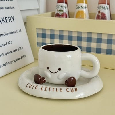 Nieuwe Keramische Kop Onderglazuur Kleur Schattige Dikke Domme Koffiekop Cartoon Waterbeker Kantoor Hoge Uitstraling Hoge kwaliteit . gray