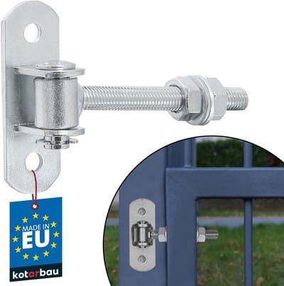 KOTARBAU® Poortscharnieren, Staal, 115 mm (M12), Zilver, Verstelbare Poortscharnieren, Zware Scharnieren, Met Montageplaat, Tuinpoort Scharnieren, Regelbaar Poortbeslag
