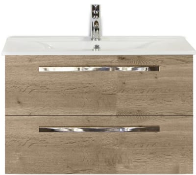 Seville Badmeubelset 80 cm - Natuur Eiken - Keramische Wastafel Wit Enjoy
