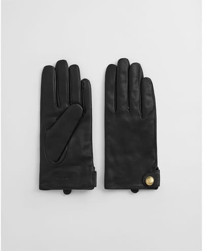 Gant Buttoned Leather Handschoenen Zwart Vrouw