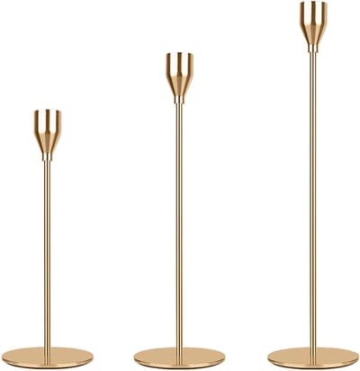 La'Moussawi ® Elegante Gouden Set van Drie Vintage Kaarsenhouders voor Verschillende Gelegenheden