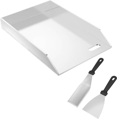 RVS Grillplaten 4mm Dikke Massieve Stalen Grillplaat Met 2 Grillspatels Universele Griddleplaat Voor Gas- & Koolgrill Plancha Grillschalen Voor Kamperen Strand Feest (30x20x4cm) NAIZY