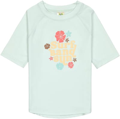 Lässig Splash & Fun Rashguard Zwemshirt met korte mouw met UV-bescherming - Flowers sea foam, 13-18 maanden, maat 86