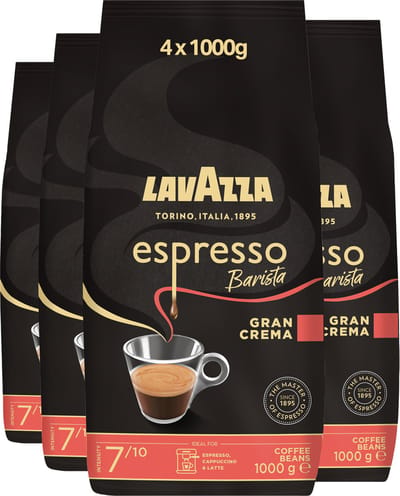 Lavazza Espresso Barista Gran Crema Koffiebonen - Koffie Blend van Robusta en Arabica Bonen - Intensiteit 8/10 - 4 x 1 kg